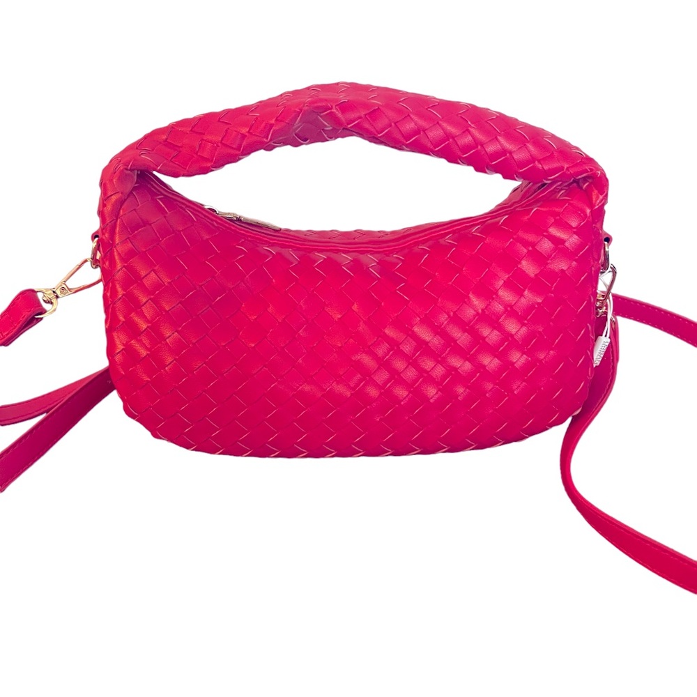 NWT Women’s Fuchsia Isobelle Woven Crossbody Vegan Leather Handbag